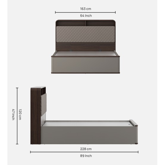 Desire Queen Bed Full Lifton-sahara Beige & Dark Brown Eucalyptus