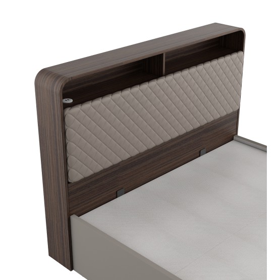 Desire King Bed Full Lifton-sahara Beige & Dark Brown Eucalyptus