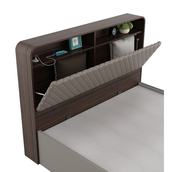 Desire King Bed Full Lifton-sahara Beige & Dark Brown Eucalyptus