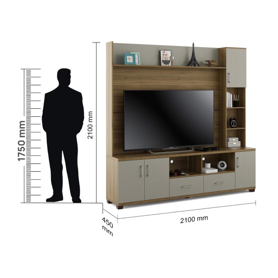 Vista Tv Wall Unit - Natural Teak