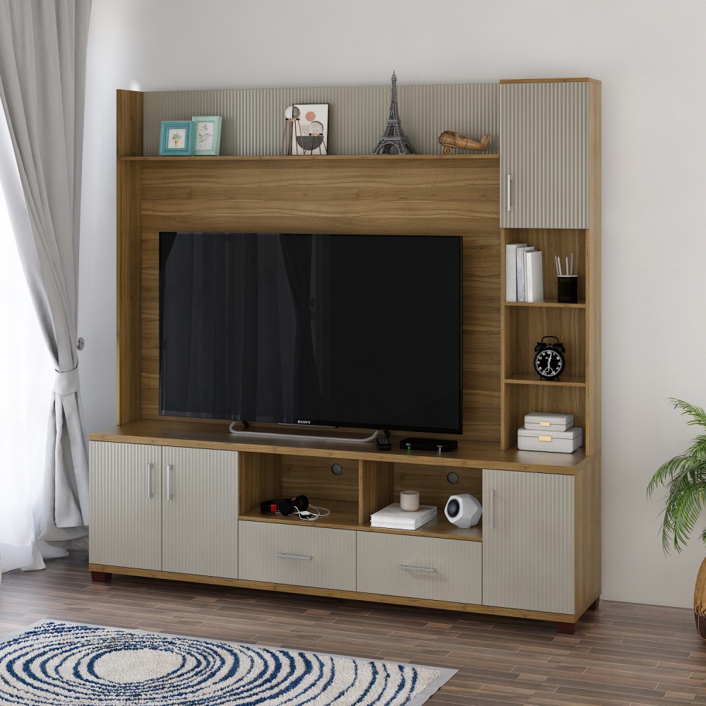Vista Tv Wall Unit - Natural Teak