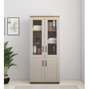 Woodland Bookcase - Hg Cashmere (hg/matt) & Natural Teak