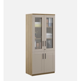 Woodland Bookcase - Hg Cashmere (hg/matt) & Natural Teak