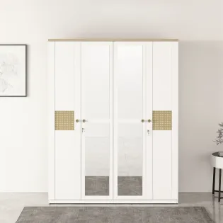 Lilly 4 Door Wardrobe With Mirror - Kingston White