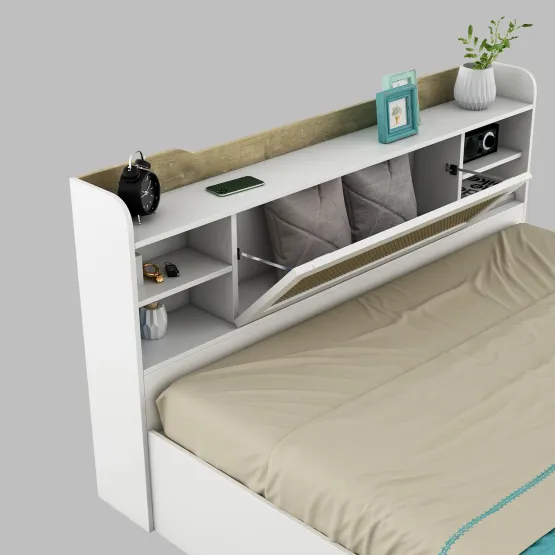 Lilly King Bed With Box Storage - Kingston White
