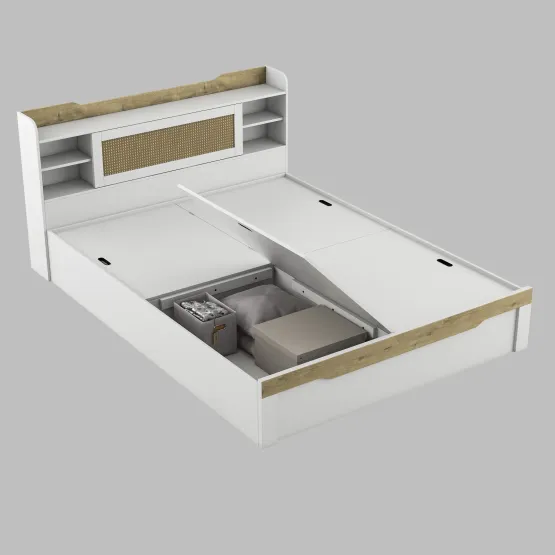 Lilly King Bed With Box Storage - Kingston White