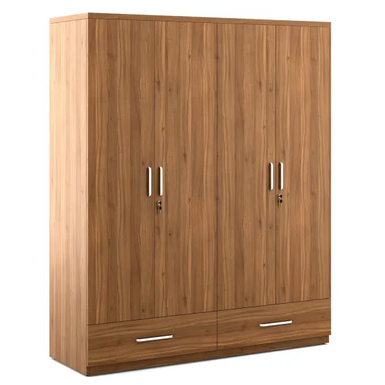 Linden 4 Door Wardrobe Without Mirror - Natural Teak