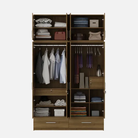 Linden 4 Door Wardrobe Without Mirror With Loft - Natural Teak
