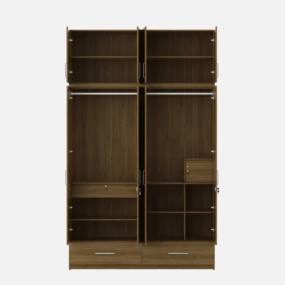 Linden 4 Door Wardrobe Without Mirror With Loft - Natural Teak