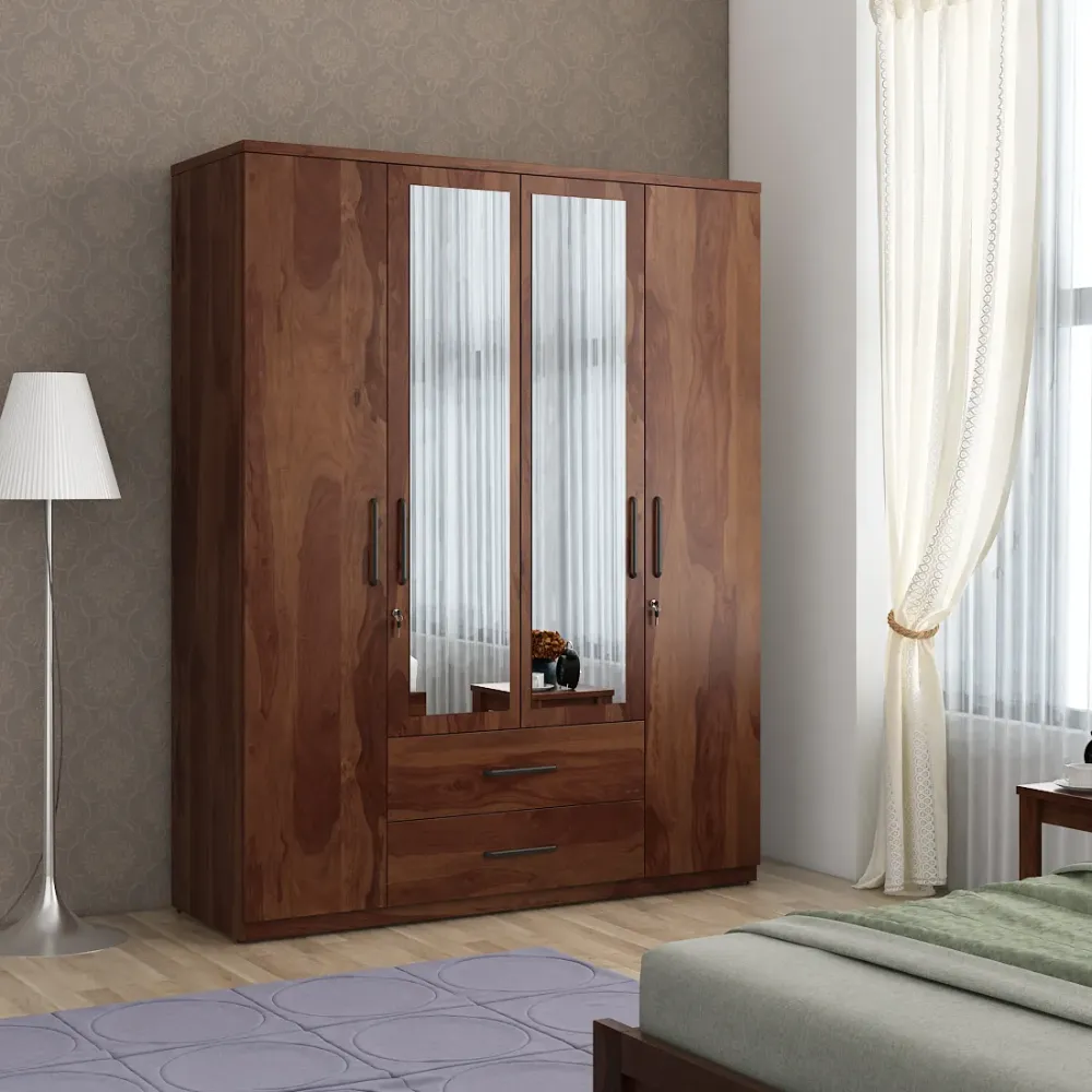 Lauren 4 Door Wardrobe With Mirror-sheesham