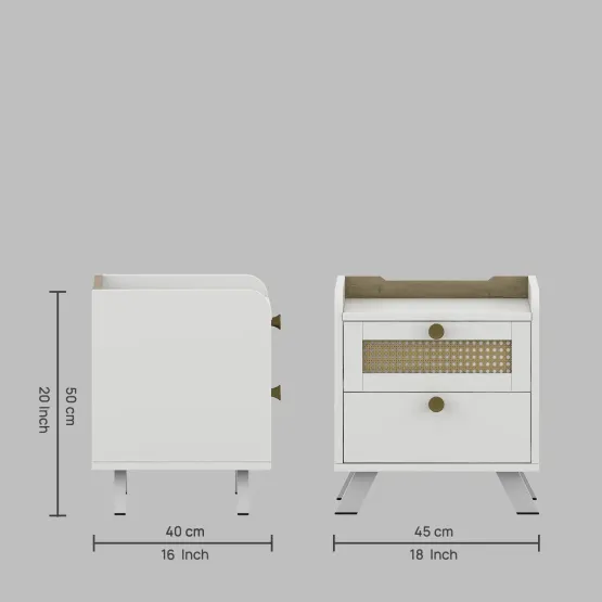 Lilly Bedside Table - Kingston White