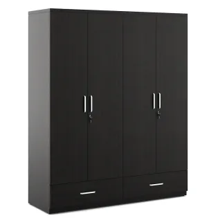 Linden 4 Door Wardrobe Without Mirror - Natural Wenge