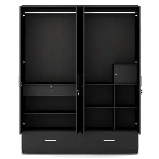 Linden 4 Door Wardrobe Without Mirror - Natural Wenge