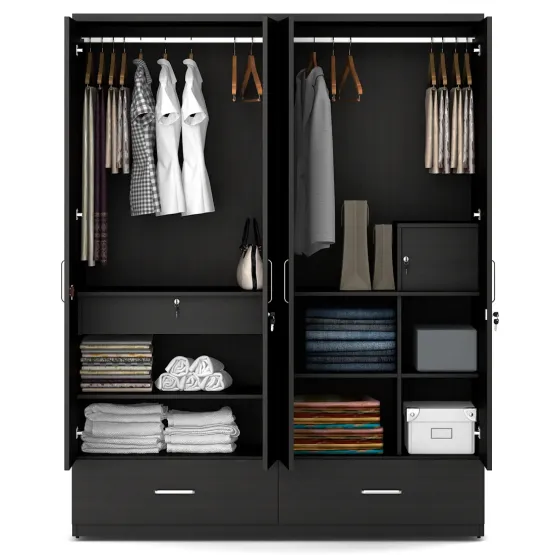 Linden 4 Door Wardrobe Without Mirror - Natural Wenge
