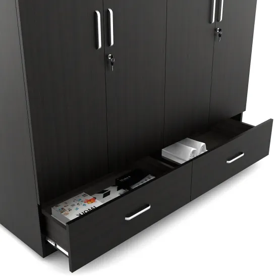 Linden 4 Door Wardrobe Without Mirror - Natural Wenge