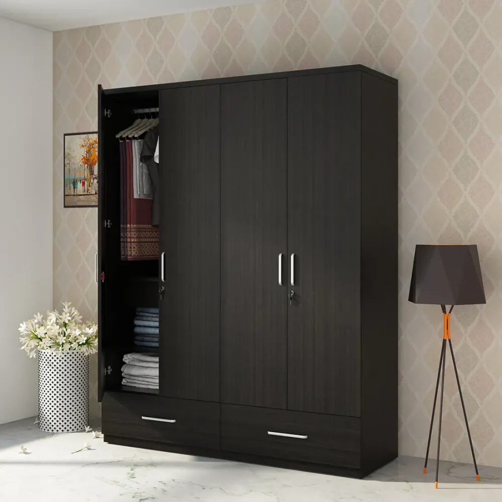 Linden 4 Door Wardrobe Without Mirror - Natural Wenge