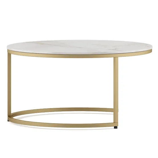 Center Table Lisa Large In Size With Ceramic Top And Metal Under Structure In Gold