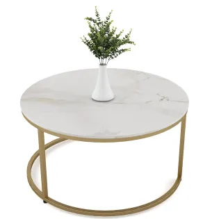Center Table Lisa Large In Size With Ceramic Top And Metal Under Structure In Gold