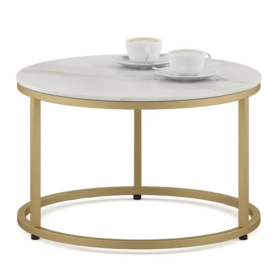 Center Table Lisa Small In Size With Ceramic Top And Metal Under Structure In Gold