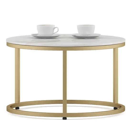 Center Table Lisa Small In Size With Ceramic Top And Metal Under Structure In Gold