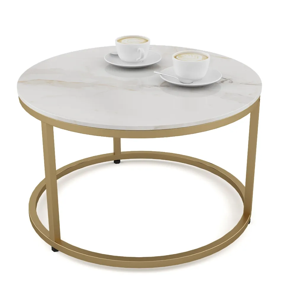Center Table Lisa Small In Size With Ceramic Top And Metal Under Structure In Gold