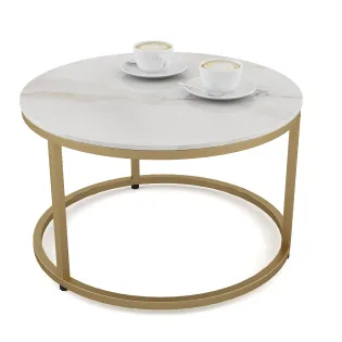 Center Table Lisa Small In Size With Ceramic Top And Metal Under Structure In Gold