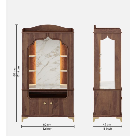Mandir Divine-8015b - Sheesham & Linght Marble