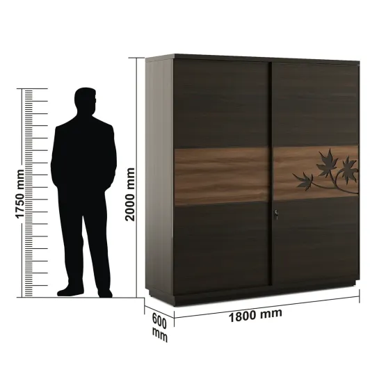 Maple 2 Door Sliding Wardrobe - Fumed Oak Woodpore