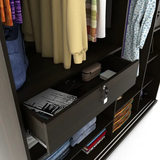 Maple 2 Door Sliding Wardrobe - Fumed Oak Woodpore