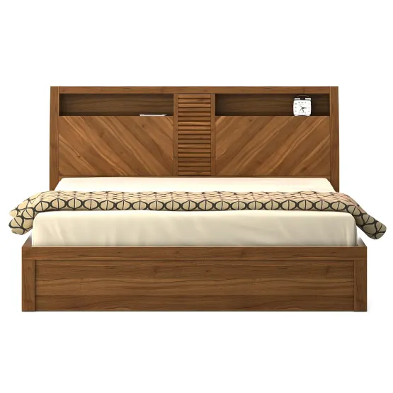Monarch V4 King Bed With 3/4th Lift On Storage - Natural Teak