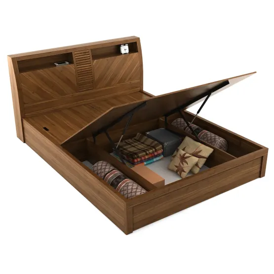 Monarch V4 King Bed With 3/4th Lift On Storage - Natural Teak