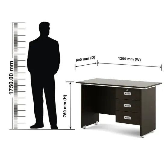 Nova Integra Office Table Small With 3 Shutter - Vermount