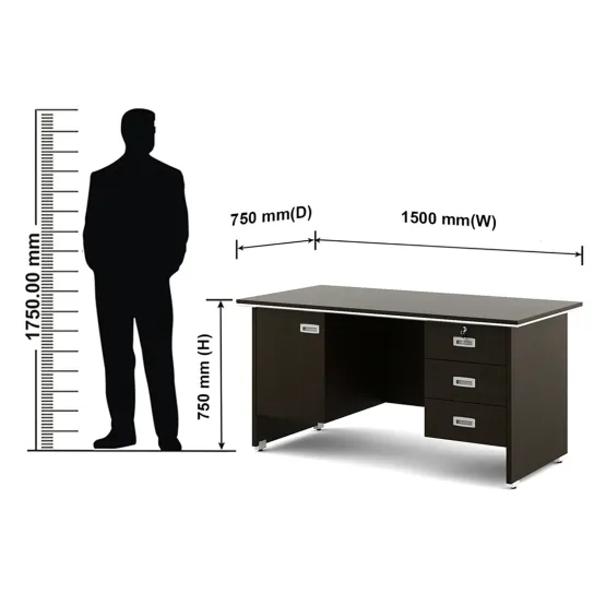 Nova Integra Office Table Extra Medium With 3 Drawer 1 Shutter - Vermount