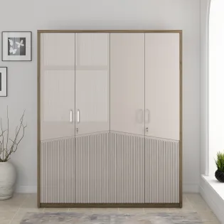 Nora 4 Door Wardrobe Without Mirror - Lyon Walnut