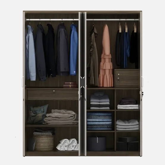 Nora 4 Door Wardrobe Without Mirror - Lyon Walnut