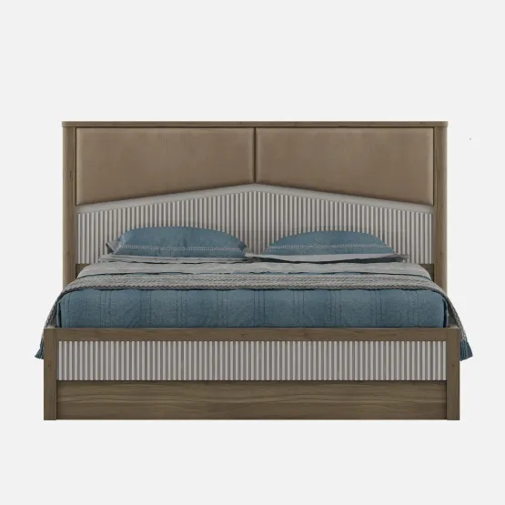 Nora King Bed  Full Lift On With Top Plank - Lyon Walnut