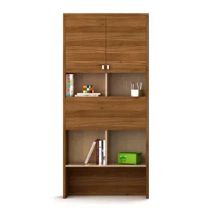 Oscar Study Table With Wall Storage - Natural Teak