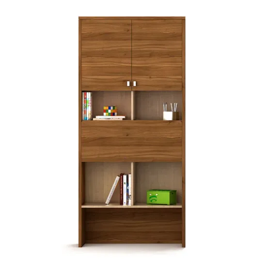 Oscar Study Table With Wall Storage - Natural Teak