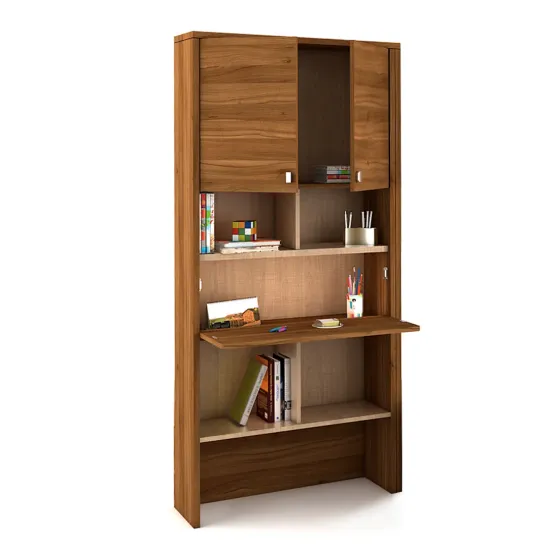 Oscar Study Table With Wall Storage - Natural Teak