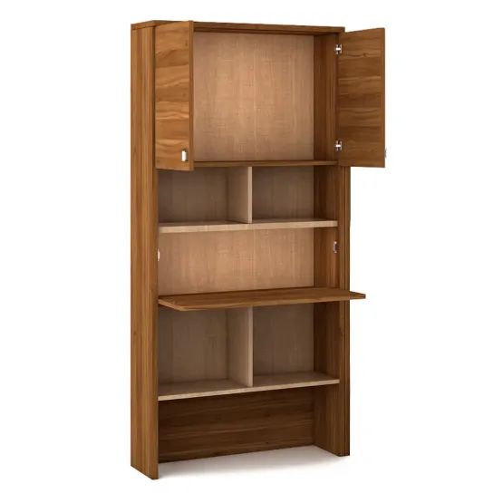 Oscar Study Table With Wall Storage - Natural Teak