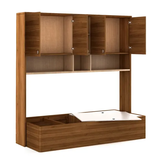 Oscar Single Bed With Wall Storage - Natural Teak