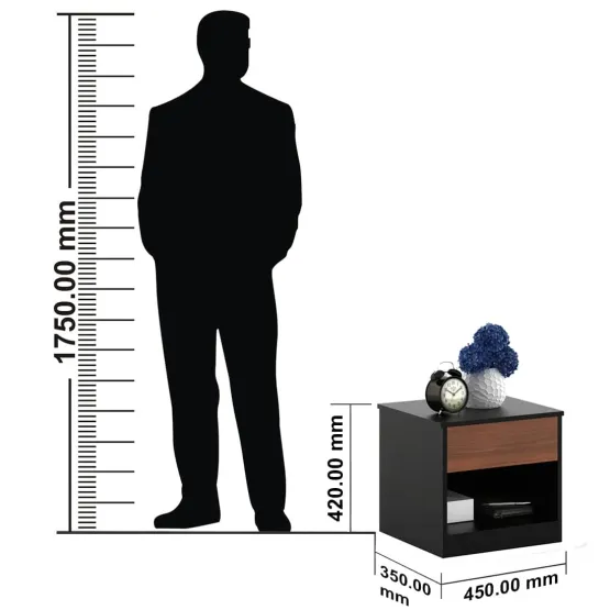 Phoenix Bedside Table - Natural Wenge Woodpore