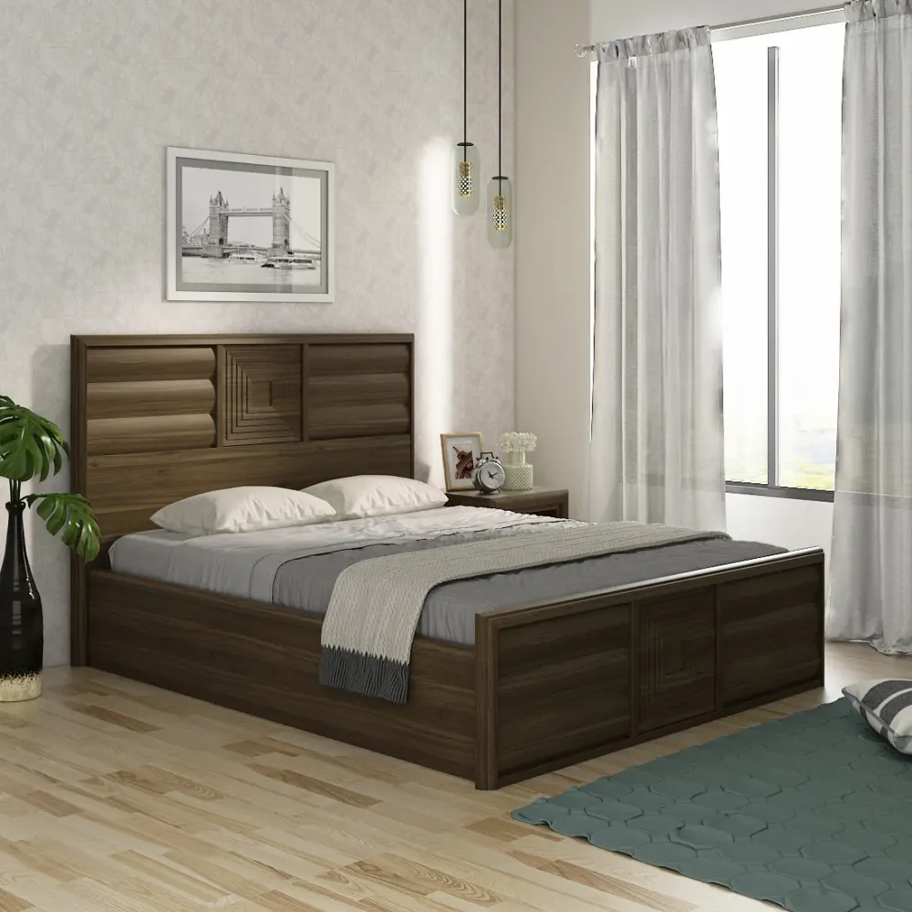 Proton King Bed V2 Full Lifton  With Top Panel - Lyon Walnut