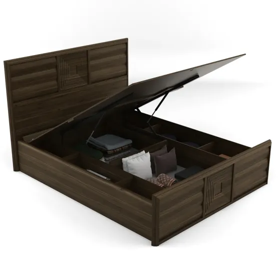 Proton King Bed V2 Full Lifton  With Top Panel - Lyon Walnut