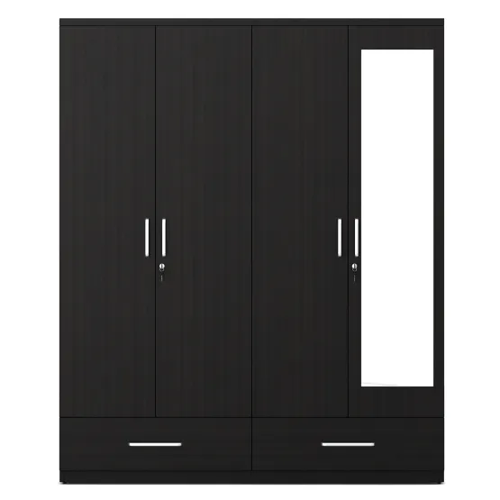 Linden 4 Door Wardrobe With Mirror - Natural Wenge