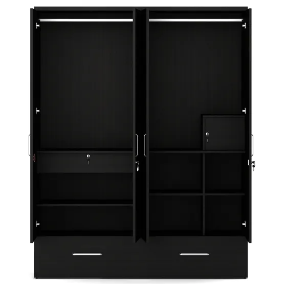 Linden 4 Door Wardrobe With Mirror - Natural Wenge
