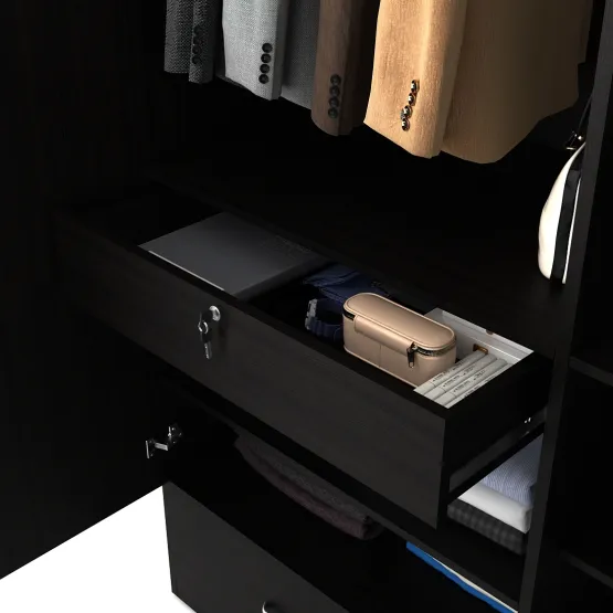 Linden 4 Door Wardrobe With Mirror - Natural Wenge