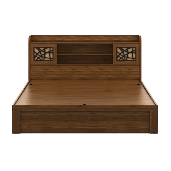 Rayan King Bed With 3/4th Lift Storage - Natural Teak