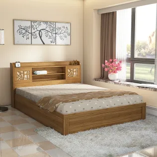 Rayan King Bed With 3/4th Lift Storage - Natural Teak