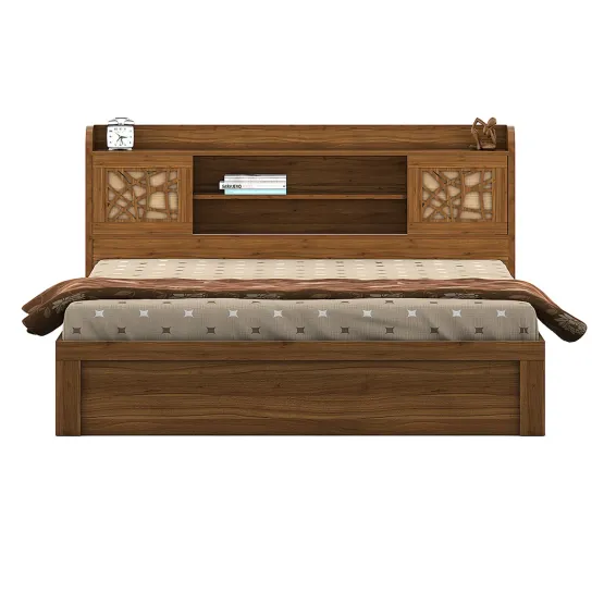 Rayan King Bed With Box Type Storage - Natural Teak
